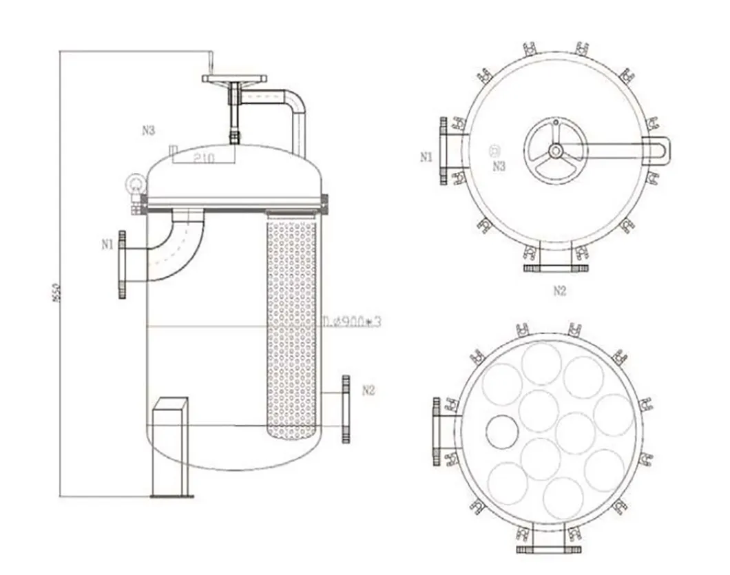 Industrial Stainless Steel Water Filter Housing Flash Open Multi Bag Filter Housing